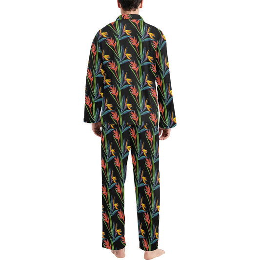 Heliconia Pattern Print Design HL04 Men's Long Pajama Set