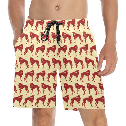 Whippets Print Design LKS301 Men's Swim Trunks Beach Shorts