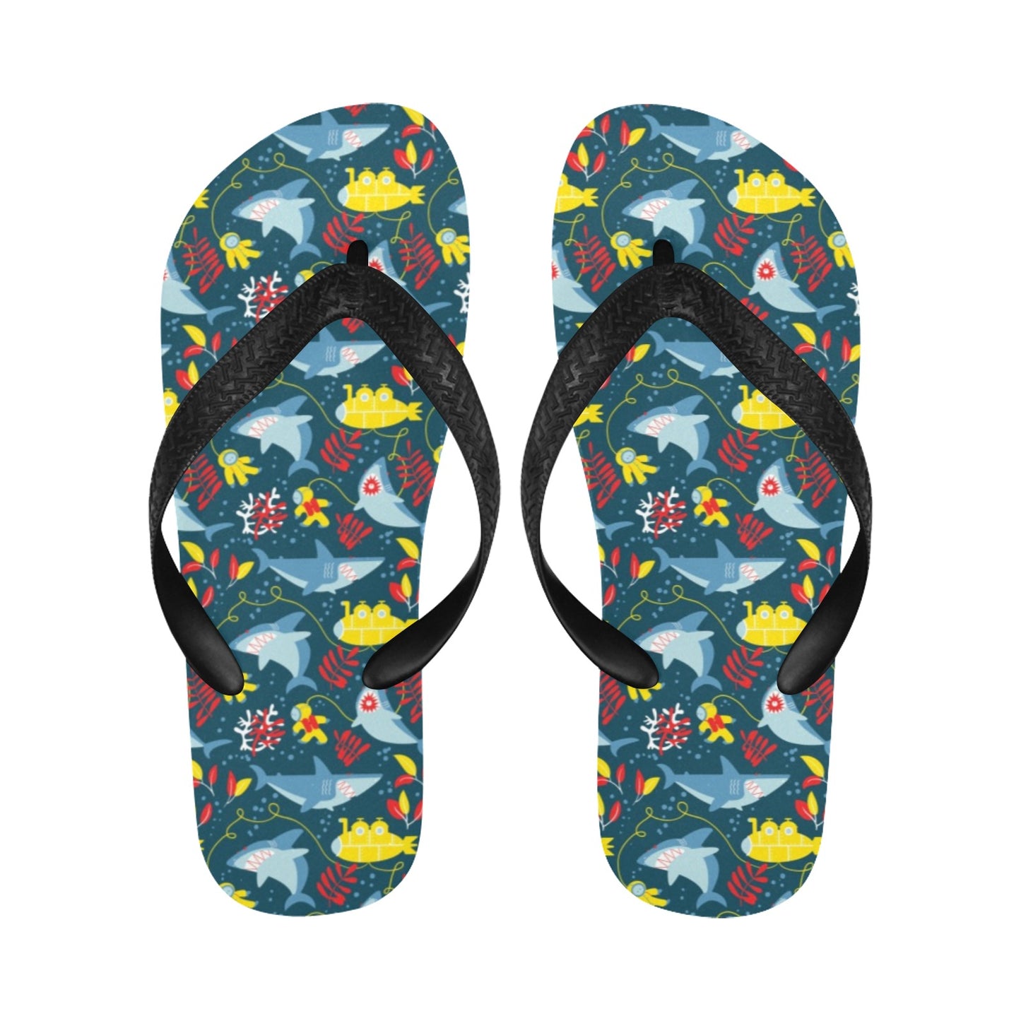 Scuba With Sharks Print Design LKS303 Flip Flops