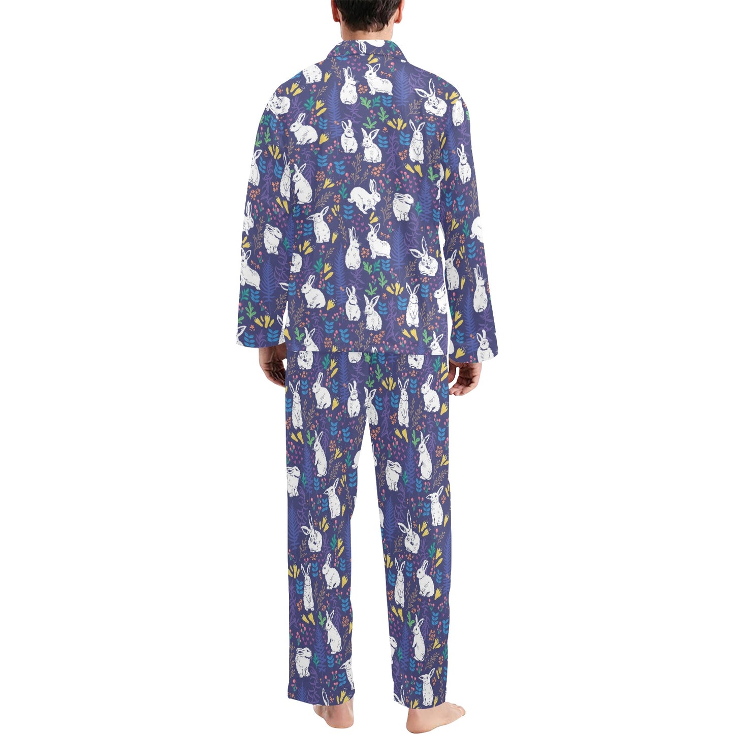 Bunny Pattern Print Design 01 Men's Long Pajama Set