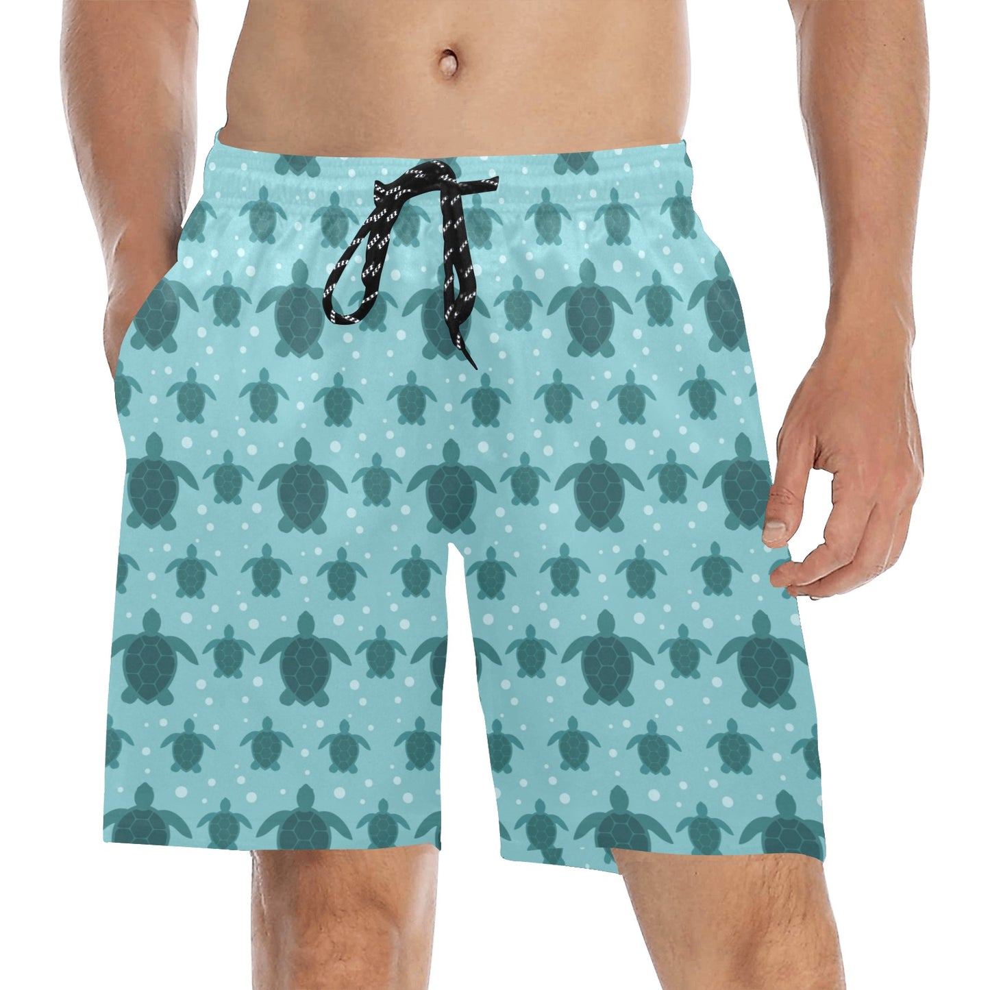 Sea Turtle Print Design LKS305 Men's Swim Trunks Beach Shorts
