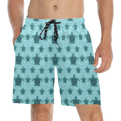Sea Turtle Print Design LKS305 Men's Swim Trunks Beach Shorts