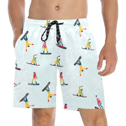 Snowboard Print Design LKS304 Men's Swim Trunks Beach Shorts
