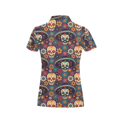 sugar skull Maxican Pattern Women's Polo Shirt