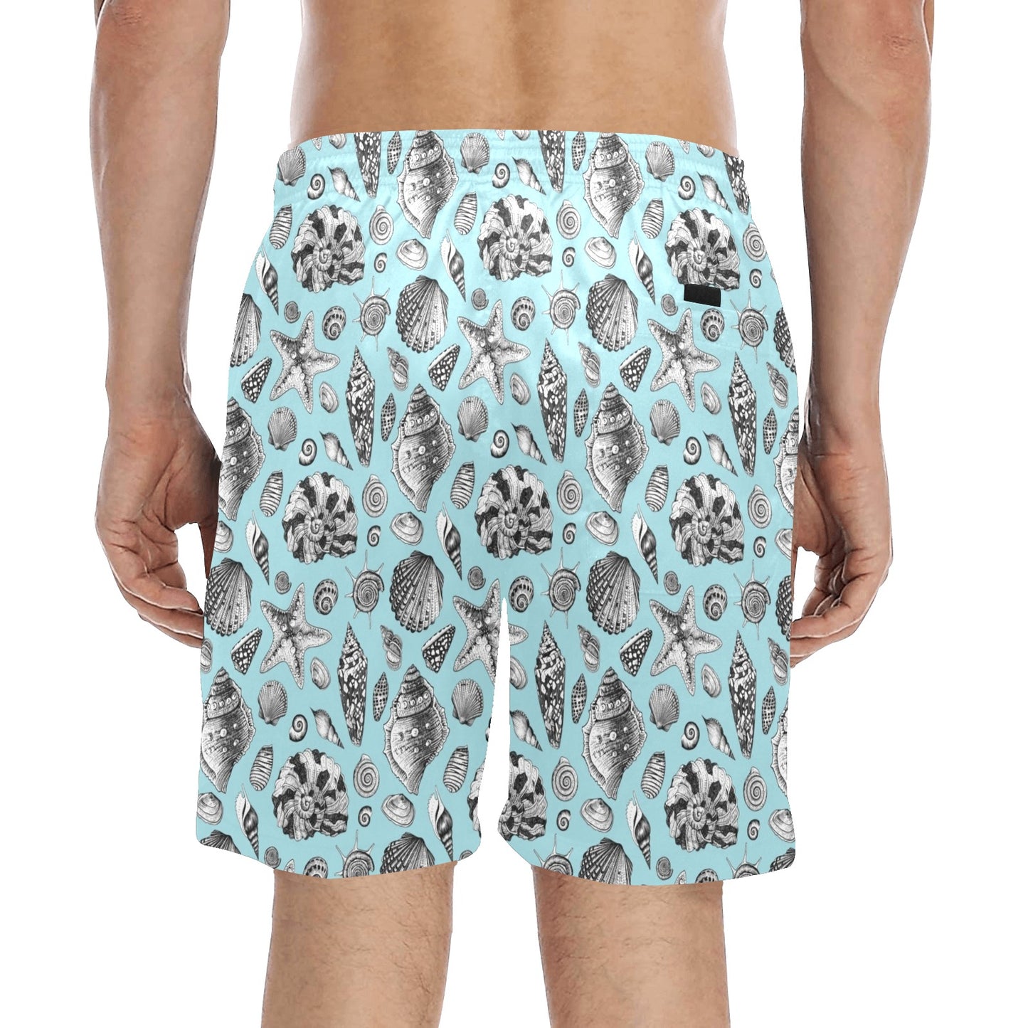 Seashell Beach Print Design LKS302 Men's Swim Trunks Beach Shorts