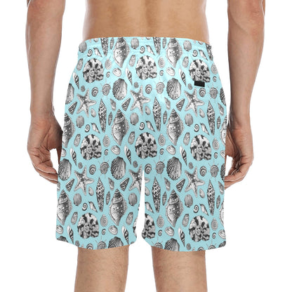 Seashell Beach Print Design LKS302 Men's Swim Trunks Beach Shorts