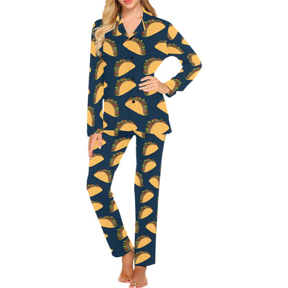 Taco Pattern Print Design TC04 Women's Long Pajama Set