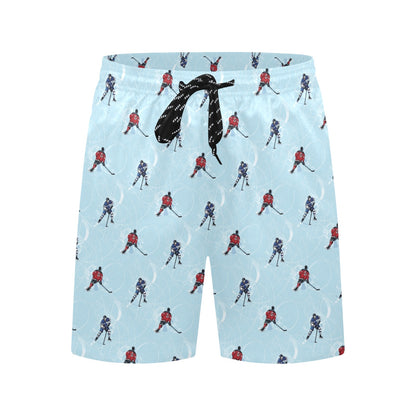 Hockey Player Print Design LKS302 Men's Swim Trunks Beach Shorts