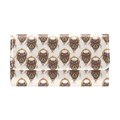 Wolf Tribal Dream Catcher Design Print Women's Trifold Wallet