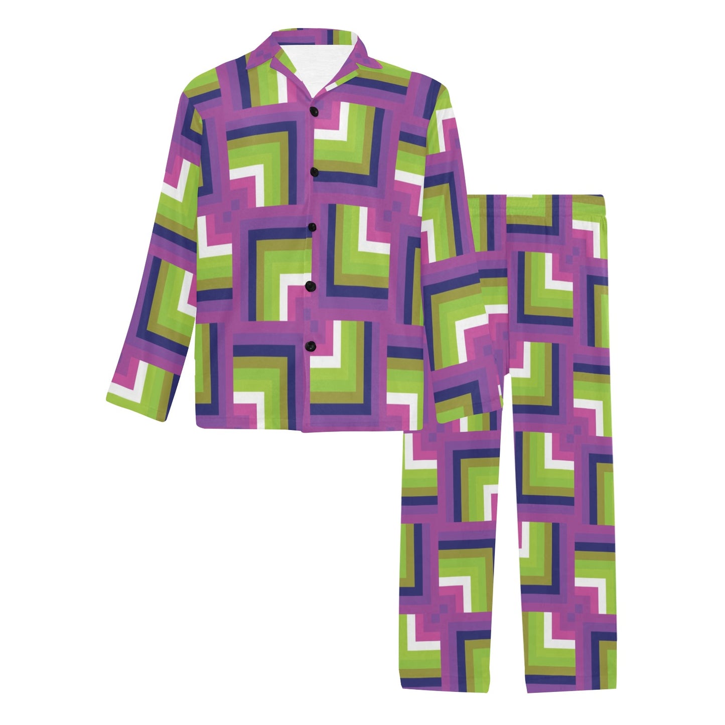 Optical illusion Pattern Print Design A05 Men's Long Pajama Set