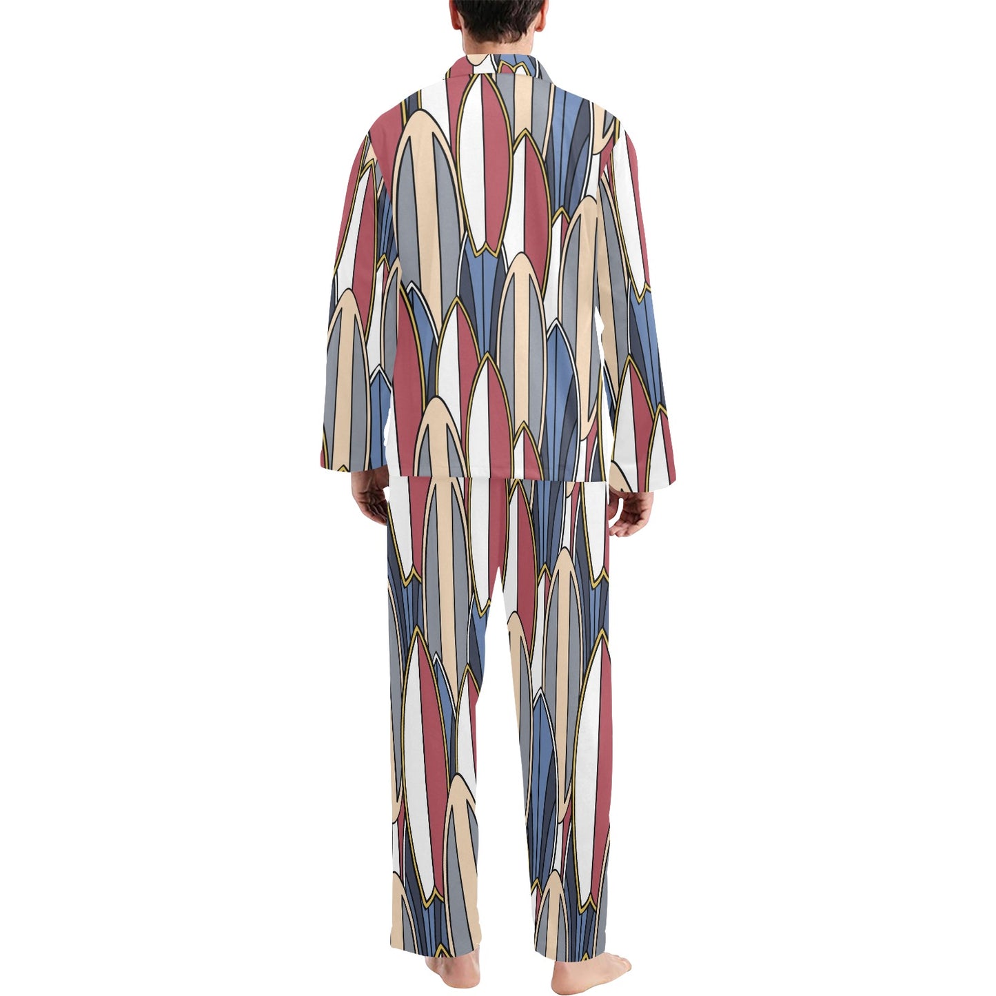 Surf board Pattern Men's Long Pajama Set