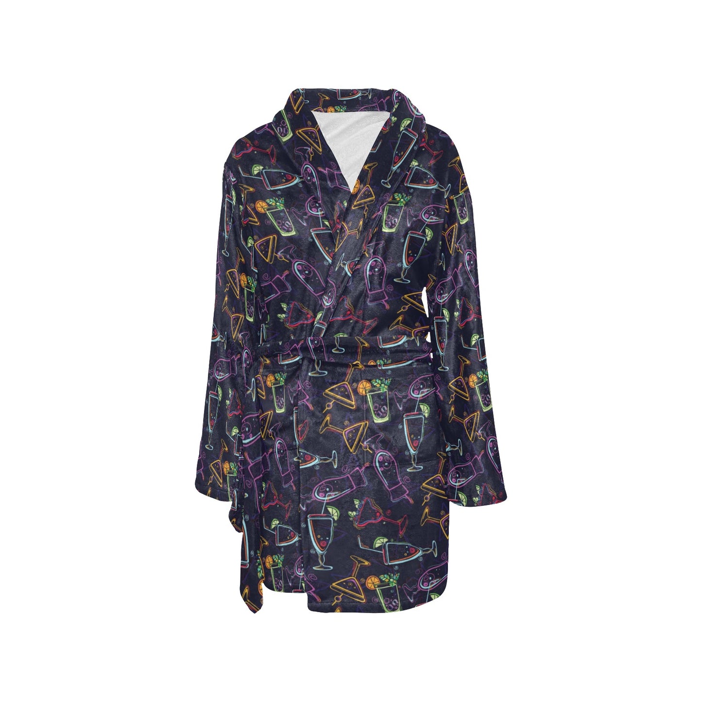 Cocktail Pattern Print Design 04 Women's Fleece Robe