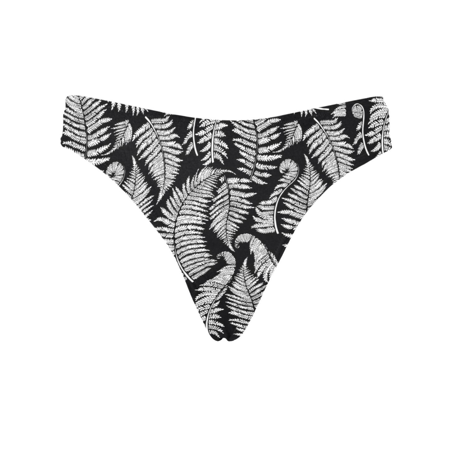 Fern Leave Black White Print Pattern Women's Thongs