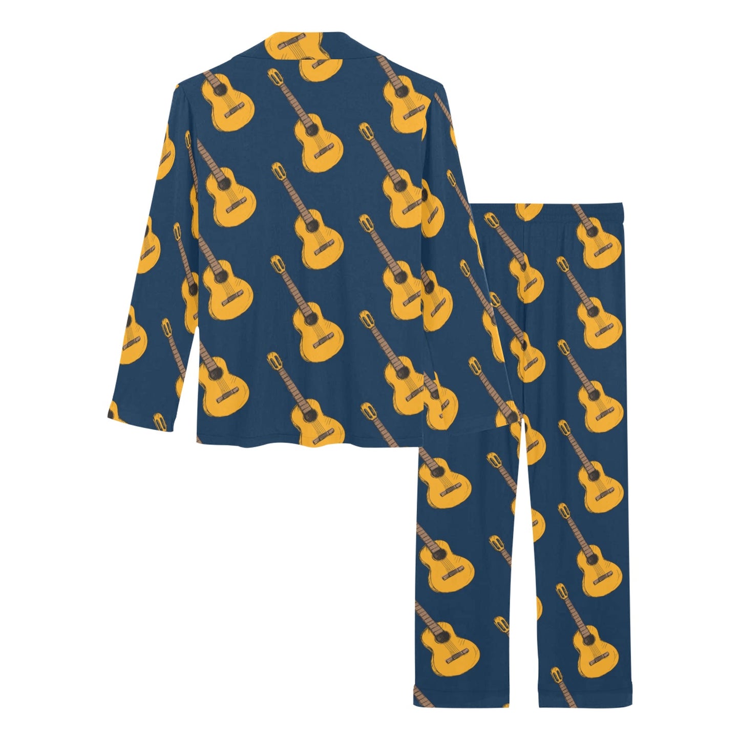 Acoustic Guitar Pattern Print Design 04 Women's Long Pajama Set