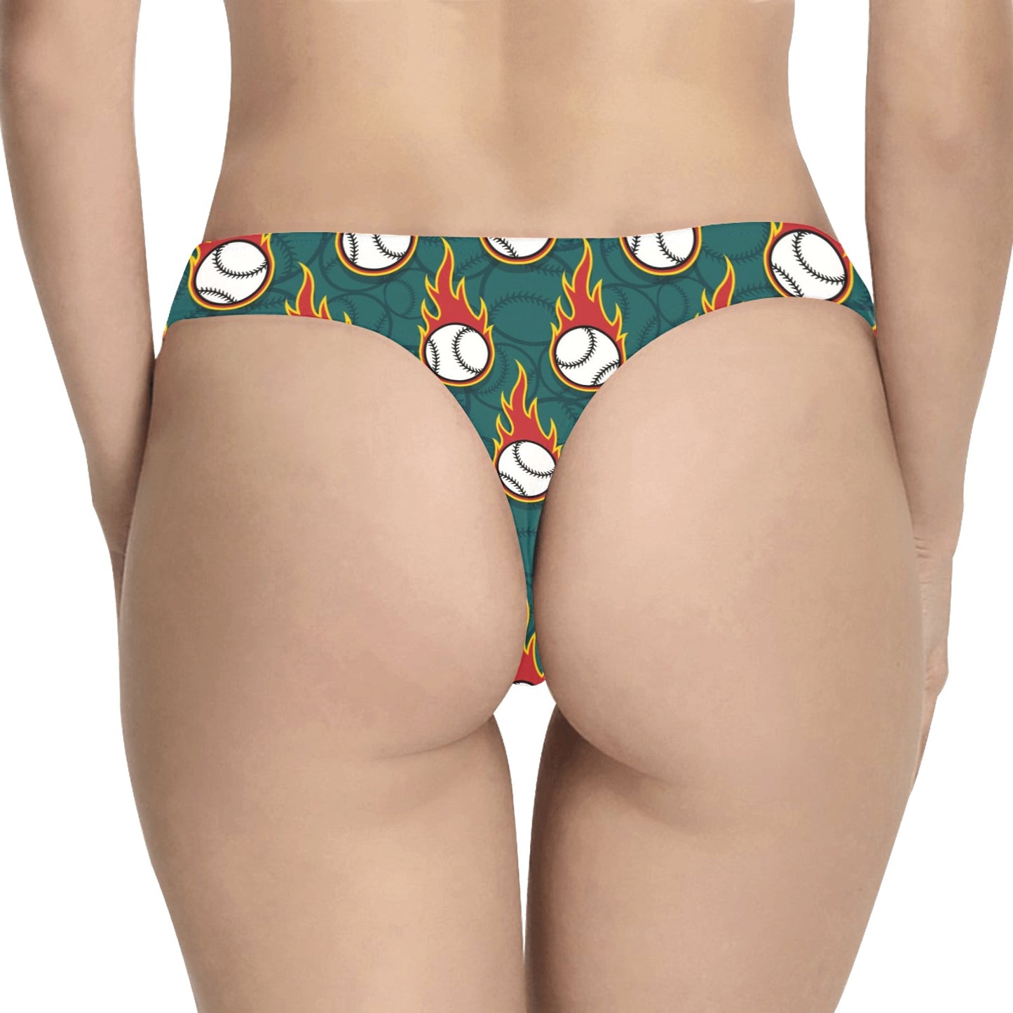 Baseball Fire Print Pattern Women's Thongs