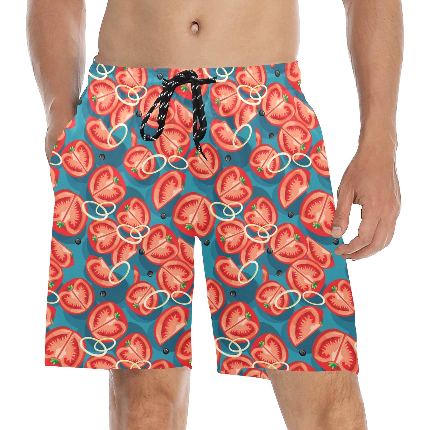 Tomato Print Design LKS301 Men's Swim Trunks Beach Shorts