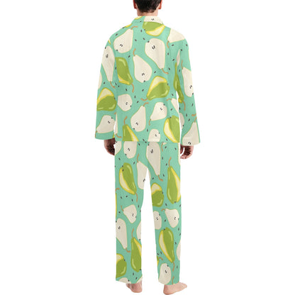 Pear Pattern Print Design PE04 Men's Long Pajama Set