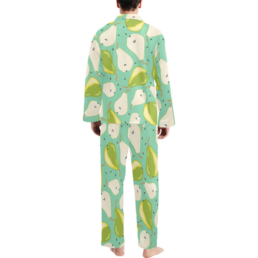 Pear Pattern Print Design PE04 Men's Long Pajama Set
