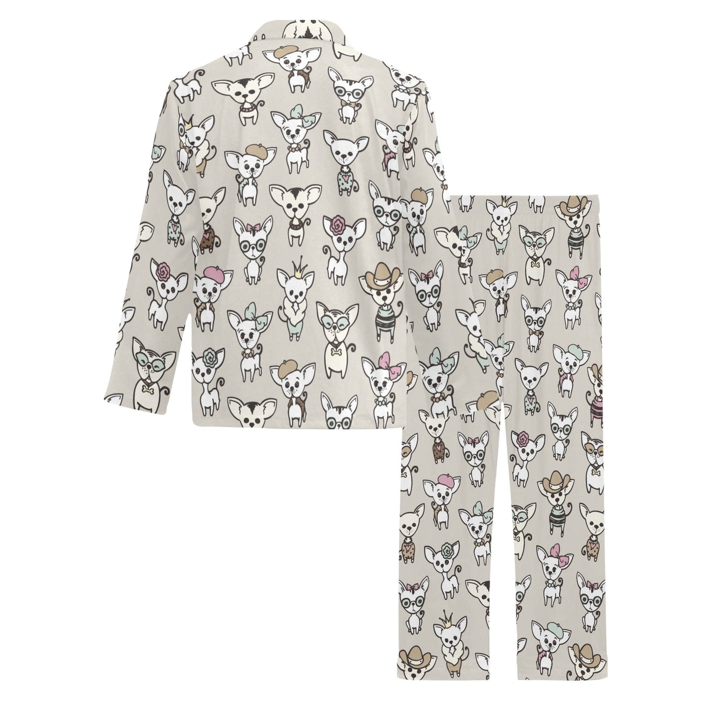 Chihuahua Pattern Print Design 02 Men's Long Pajama Set