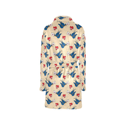 Swallow Bird Pattern Print Design 05 Women's Fleece Robe