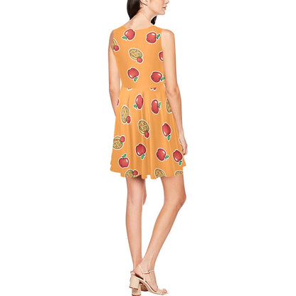 Apple Pie Pattern Print Design 02 Sleeveless Dress