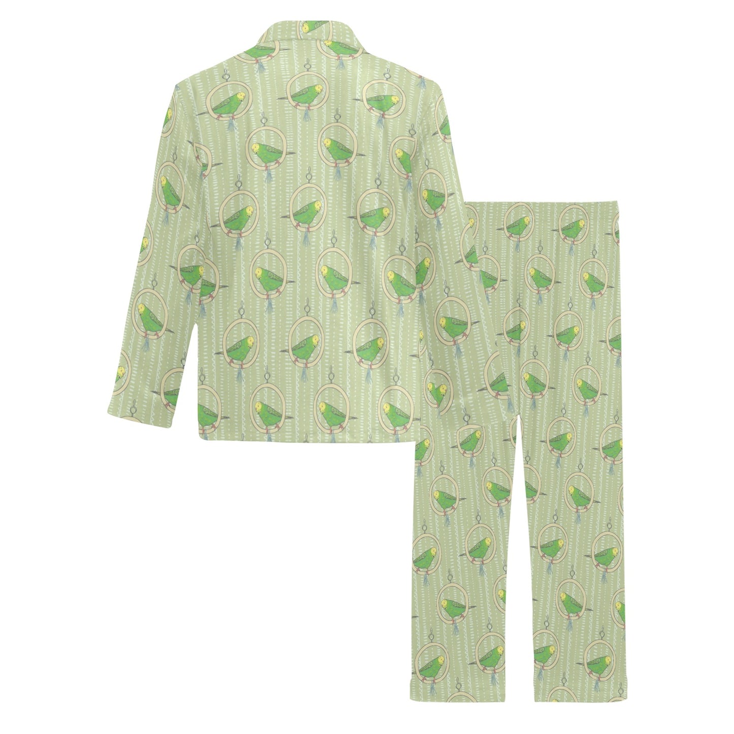 Budgerigar Pattern Print Design 02 Men's Long Pajama Set