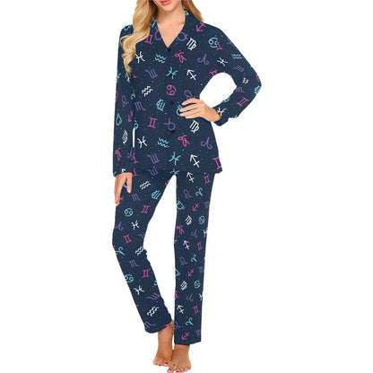Constellation Pattern Print Design 04 Women's Long Pajama Set