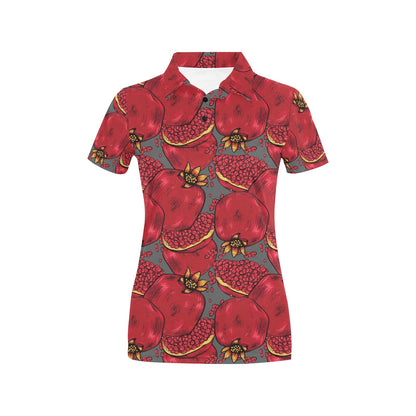 Pomegranate Pattern Print Design PG05 Women's Polo Shirt