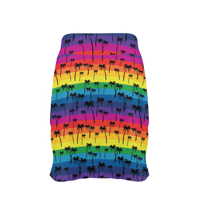 Palm Tree Rainbow Themed Print 17" Golf & Pickleball Skort with Pockets