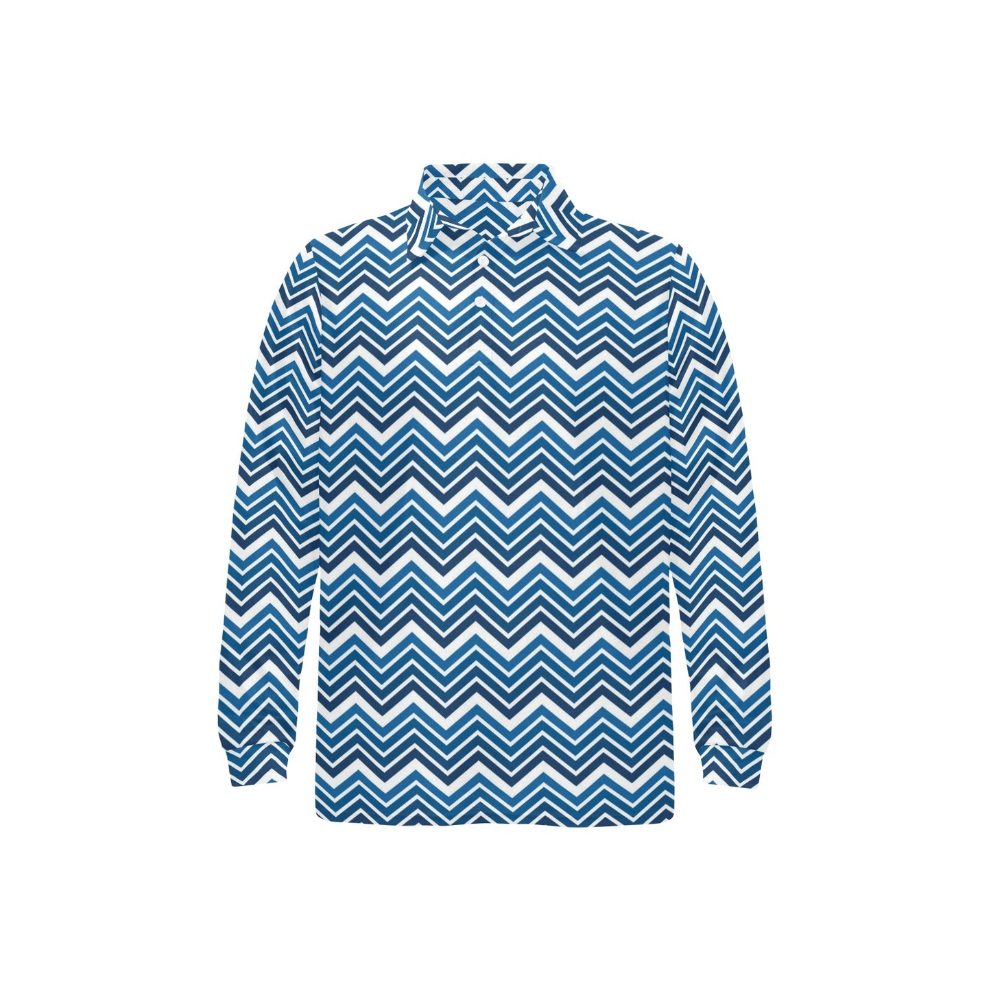 Chevron Print Design LKS403 Long Sleeve Polo Shirt For Men's
