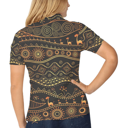 Gold African Design Women's Polo Shirt