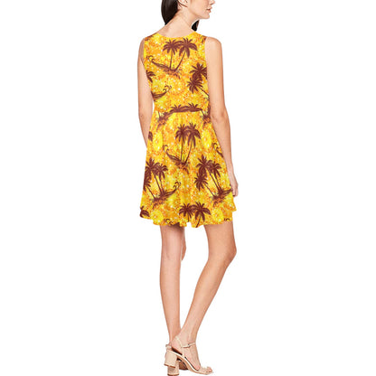 Palm Tree Pattern Print Design PT012 Sleeveless Dress