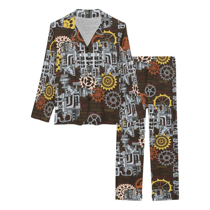 Mechanic Pattern Print Design 04 Women's Long Pajama Set