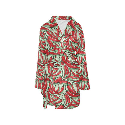 Chilli Pepper Pattern Print Design 04 Women's Fleece Robe