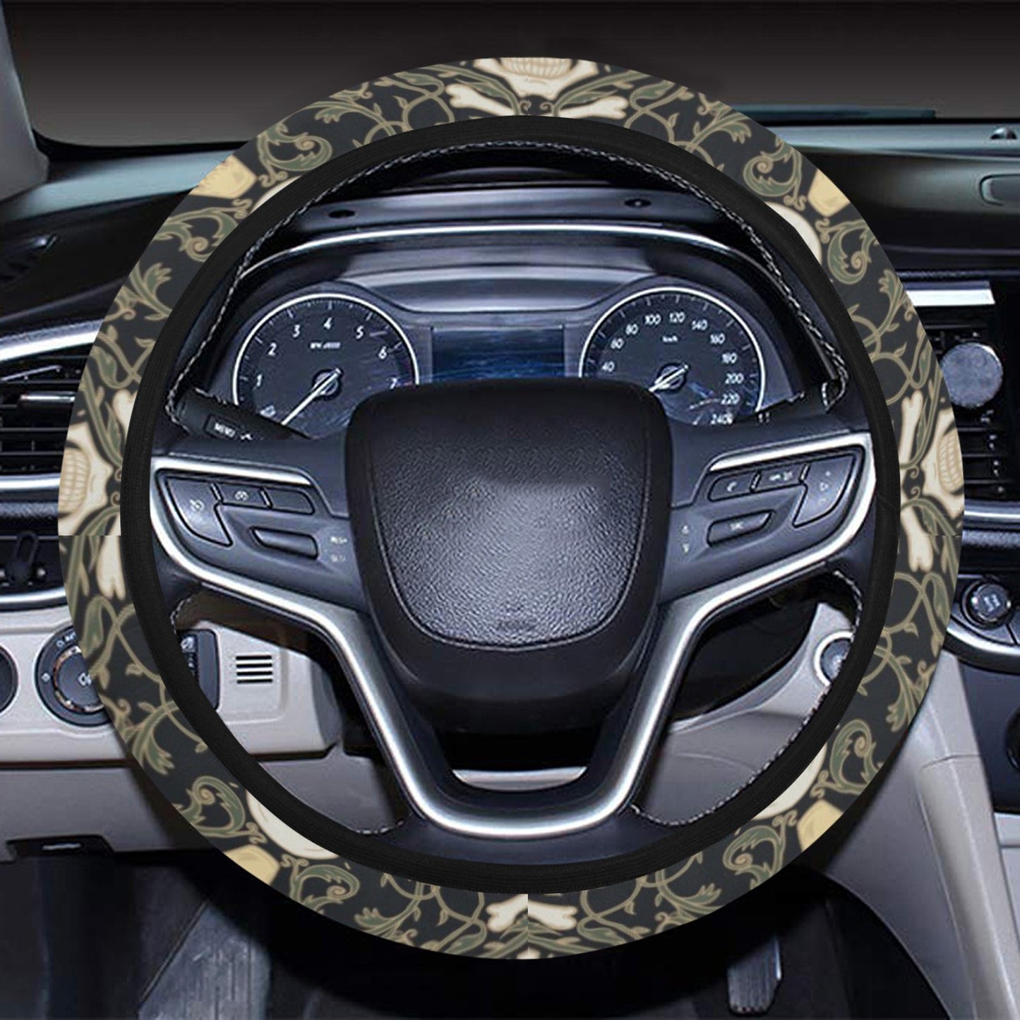 Skull King Print Design LKS307 Steering Wheel Cover with Elastic Edge