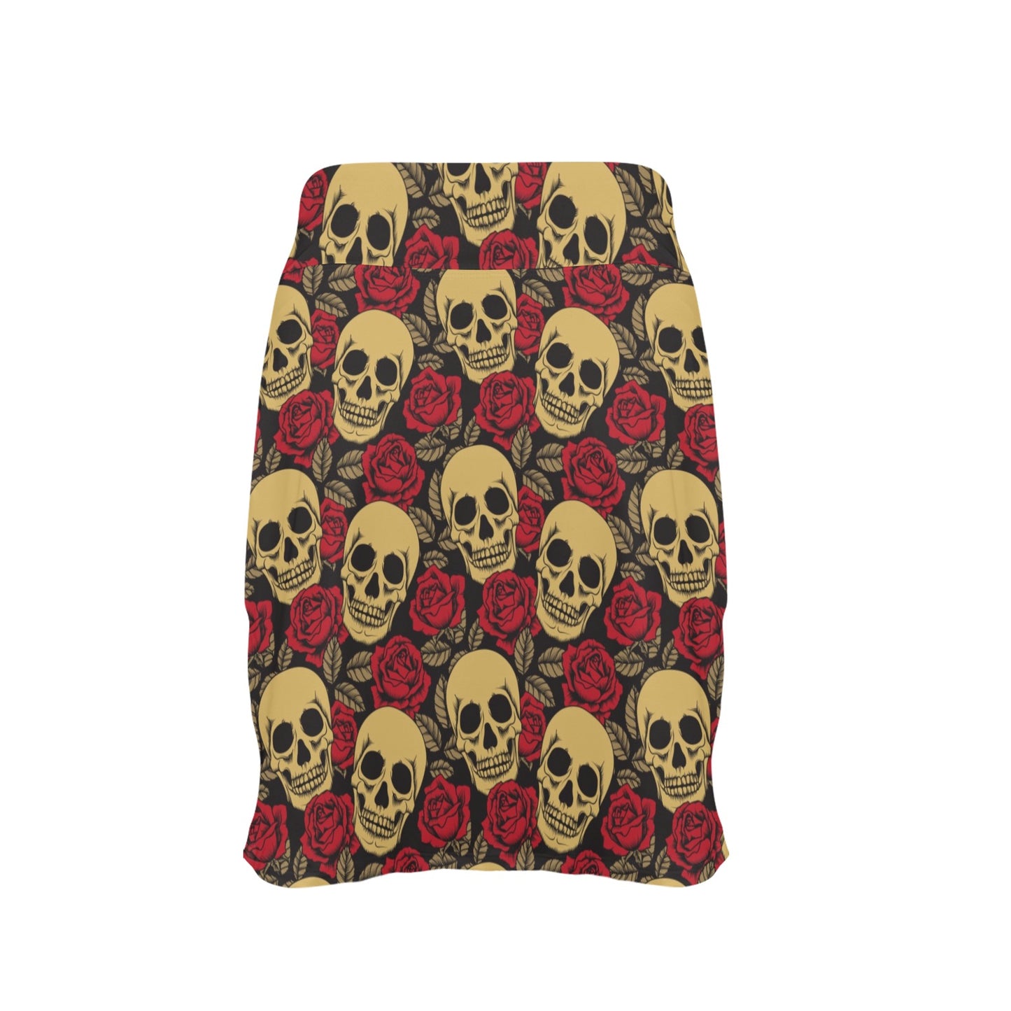 Skull And Roses Print Design LKS302 17" Golf & Pickleball Skort with Pockets
