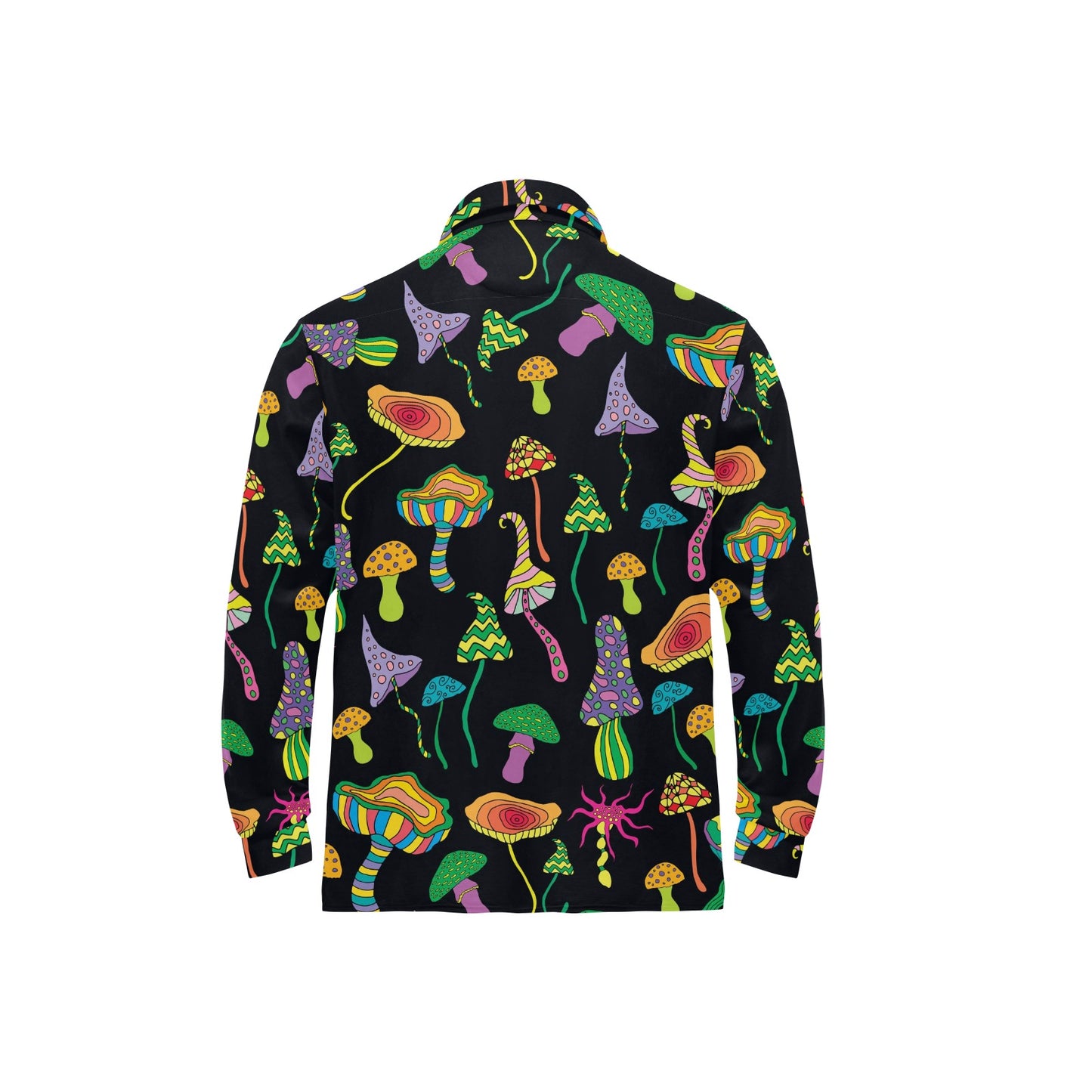 Psychedelic Mushroom Pattern Print Design A02 Long Sleeve Polo Shirt For Men's