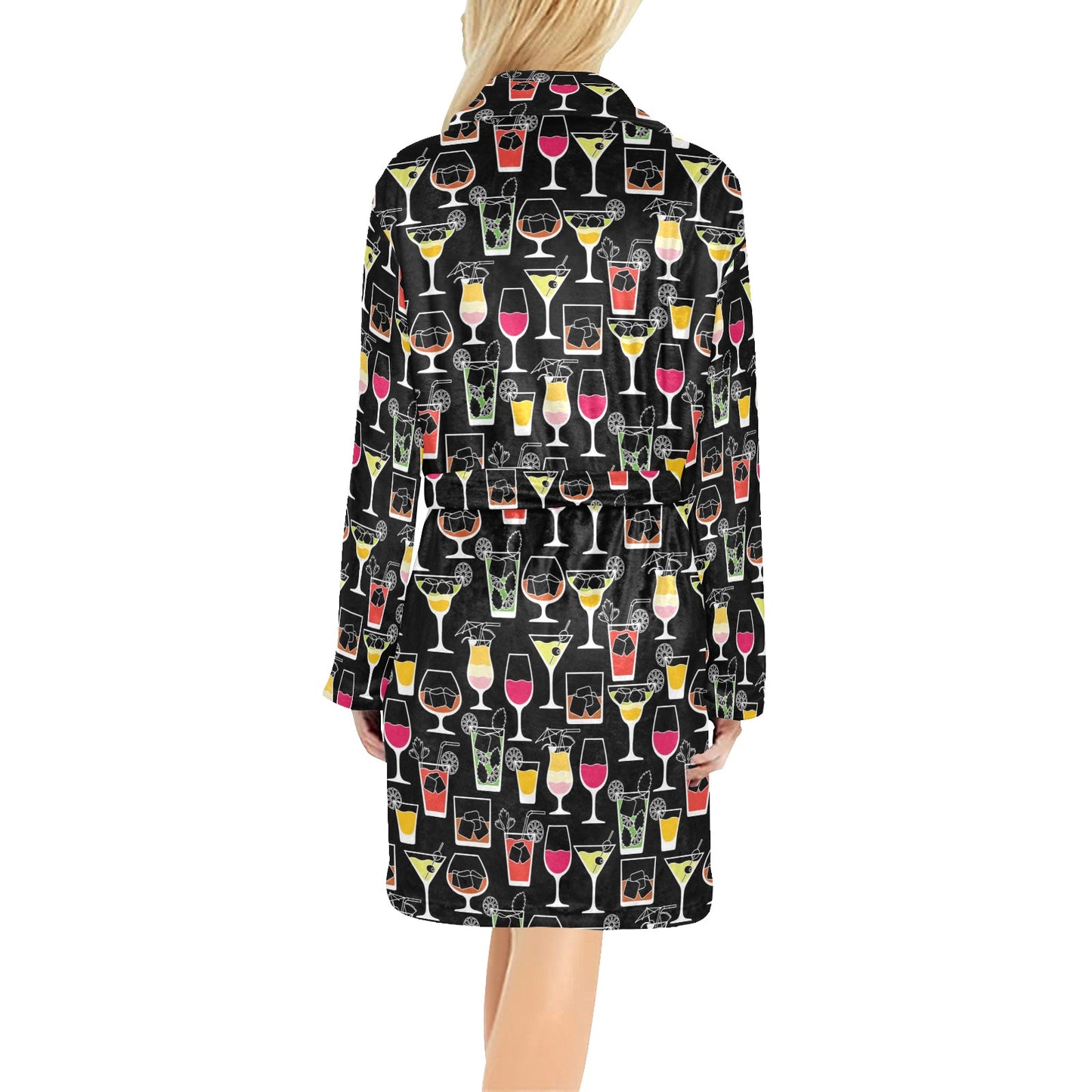 Cocktail Pattern Print Design 01 Women's Fleece Robe