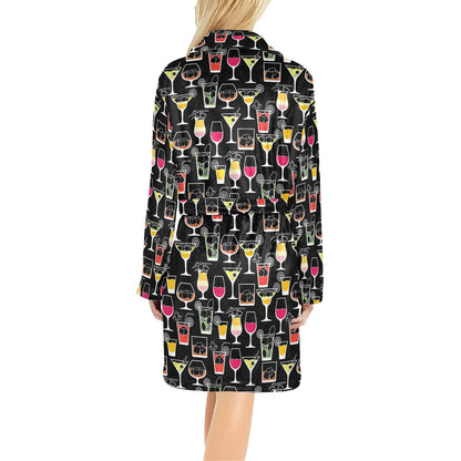 Cocktail Pattern Print Design 01 Women's Fleece Robe