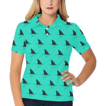 Shark Fin Pattern Women's Polo Shirt