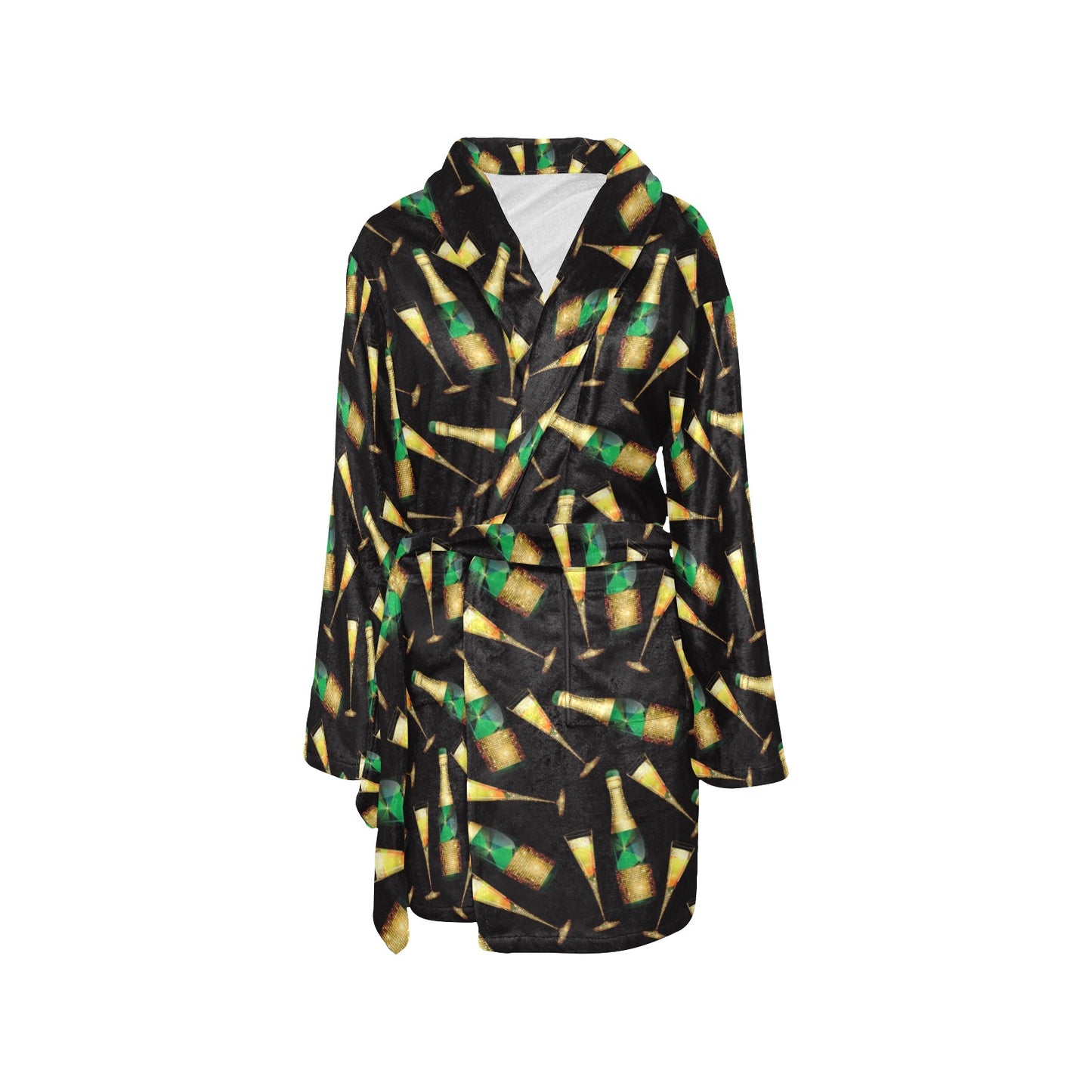 Champagne Pattern Print Design 02 Women's Fleece Robe
