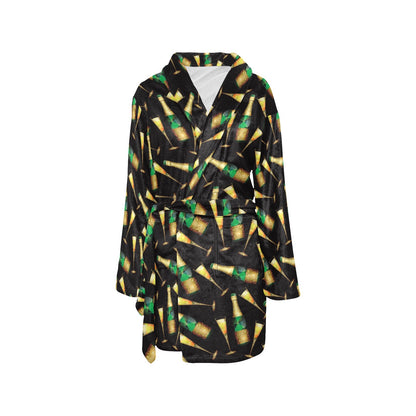 Champagne Pattern Print Design 02 Women's Fleece Robe