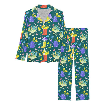 Gardening Pattern Print Design G08 Women's Long Pajama Set