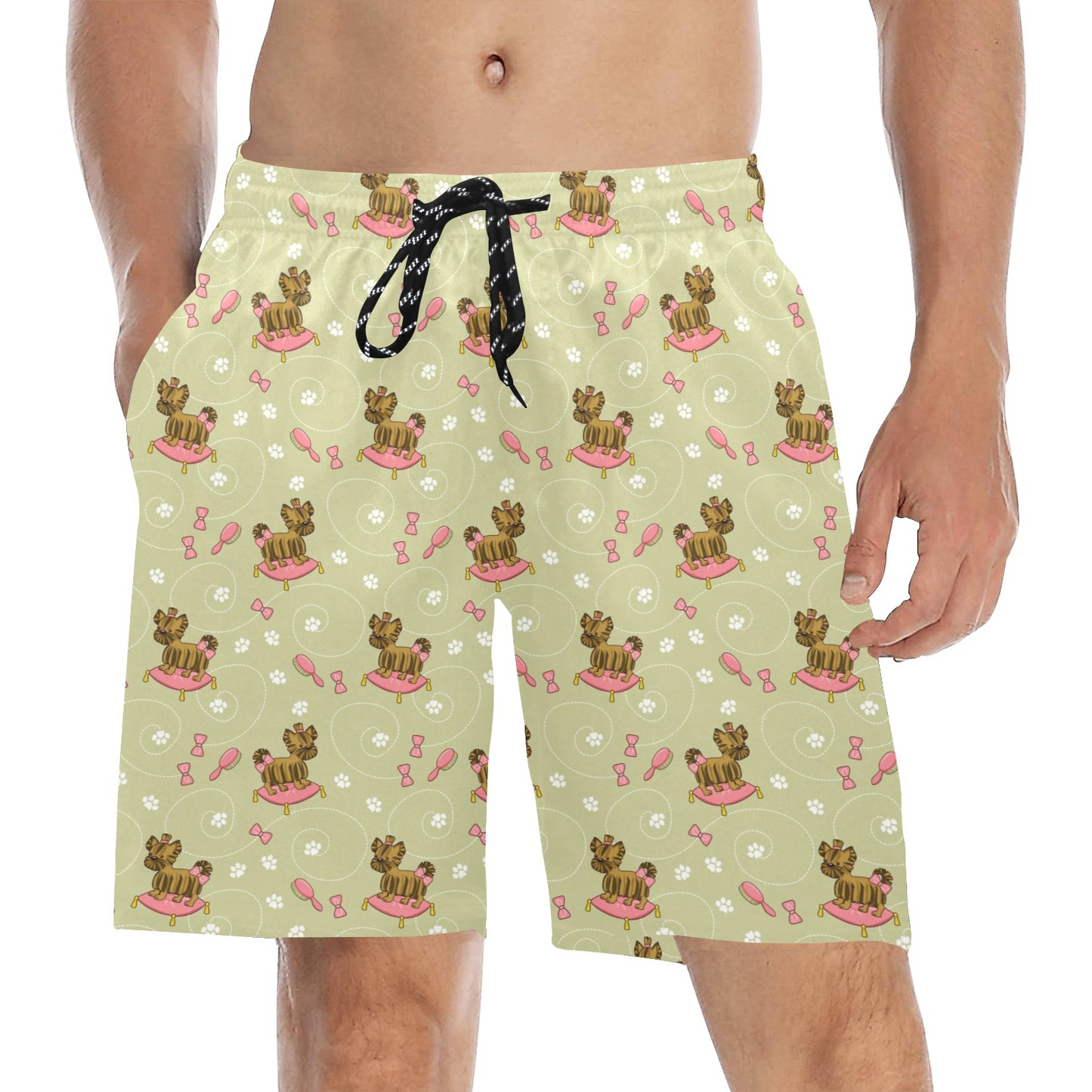 Yorkshire Cute Terriers Print Design LKS301 Men's Swim Trunks Beach Shorts