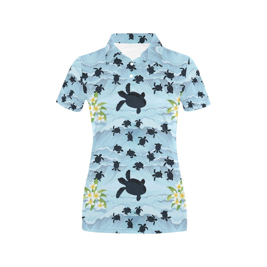 Sea Turtle Pattern Print Design T011 Women's Polo Shirt