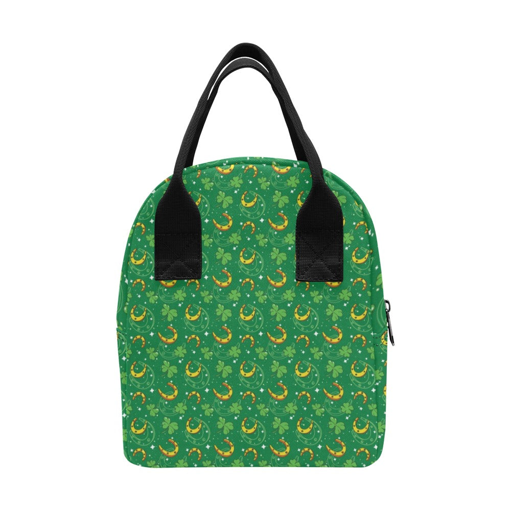 Shamrock With Horse Shoes Print Design LKS305 Insulated Lunch Bag