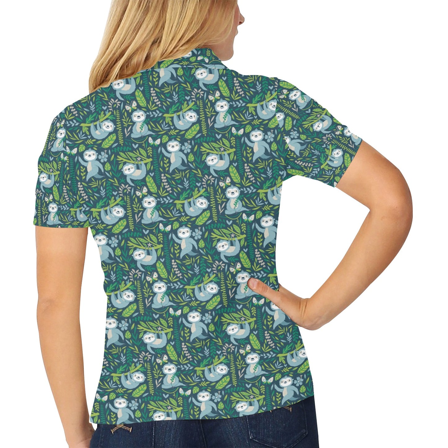 Sloth Print Design LKS304 Women's Polo Shirt