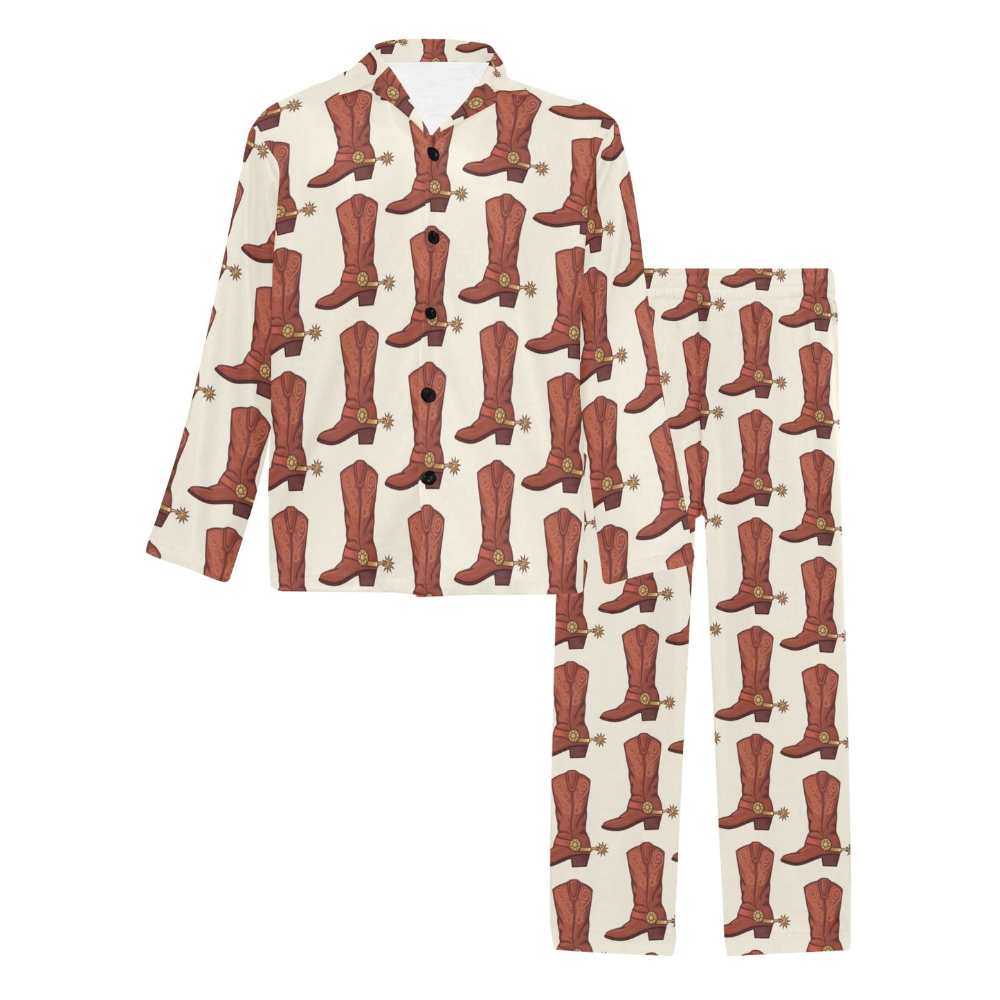 Cowboy Pattern Print Design 06 Men's Long Pajama Set