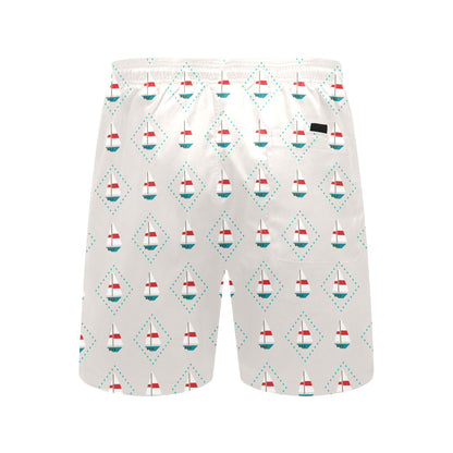 Sailboat Print Design LKS301 Men's Swim Trunks Beach Shorts