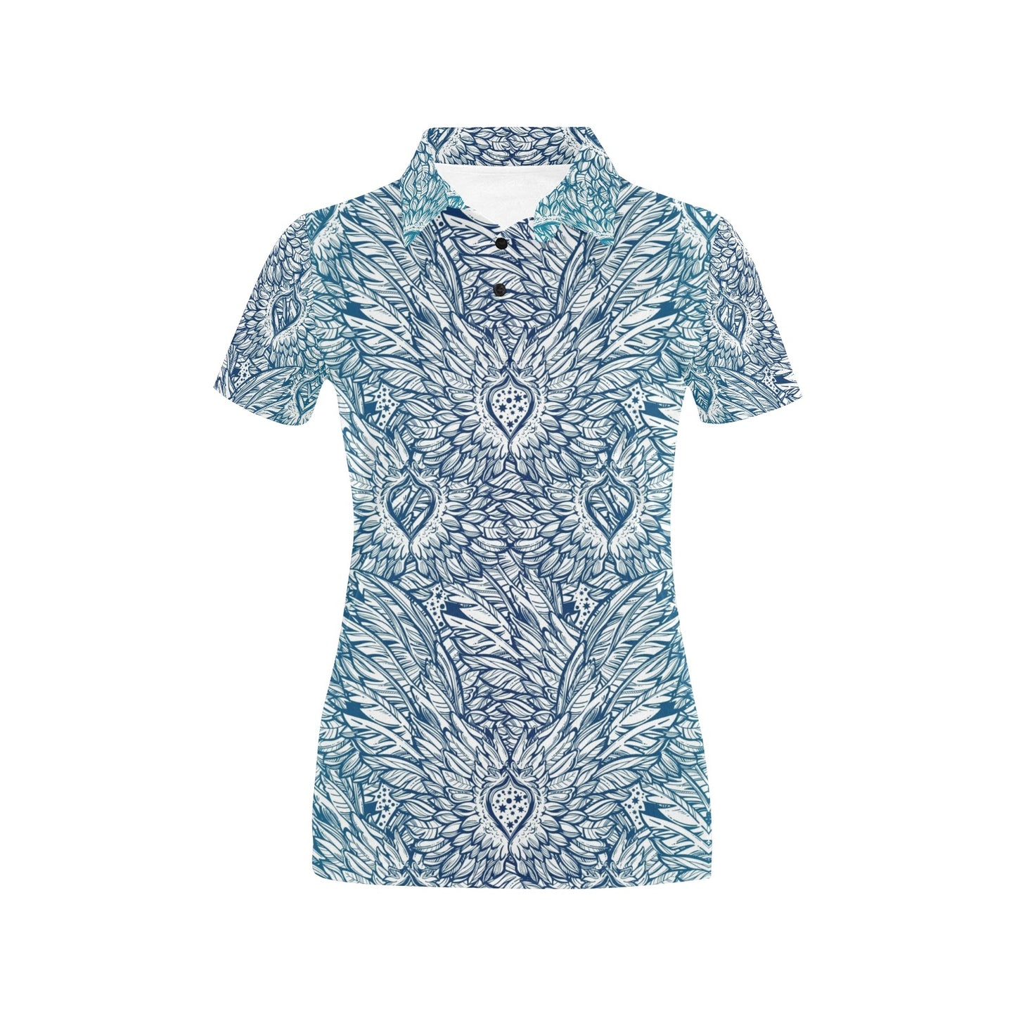 Angel Wings Boho Design Themed Print Women's Polo Shirt